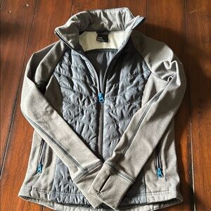 Women's Gray Jacket with Blue Accents